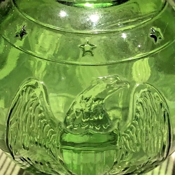 Vintage Green Wheaton Glass Fire Extinguisher Bottle Eagle Star Patriotic USA 6" - Picture 4 of 6